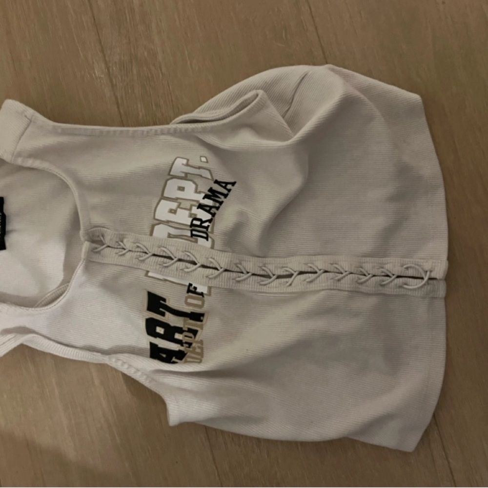 White Graphic Cropped Vest